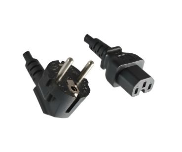 DINIC Netzkabel Schuko auf Warmgerätestecker, Stromkabel C15, schwarz, 5m